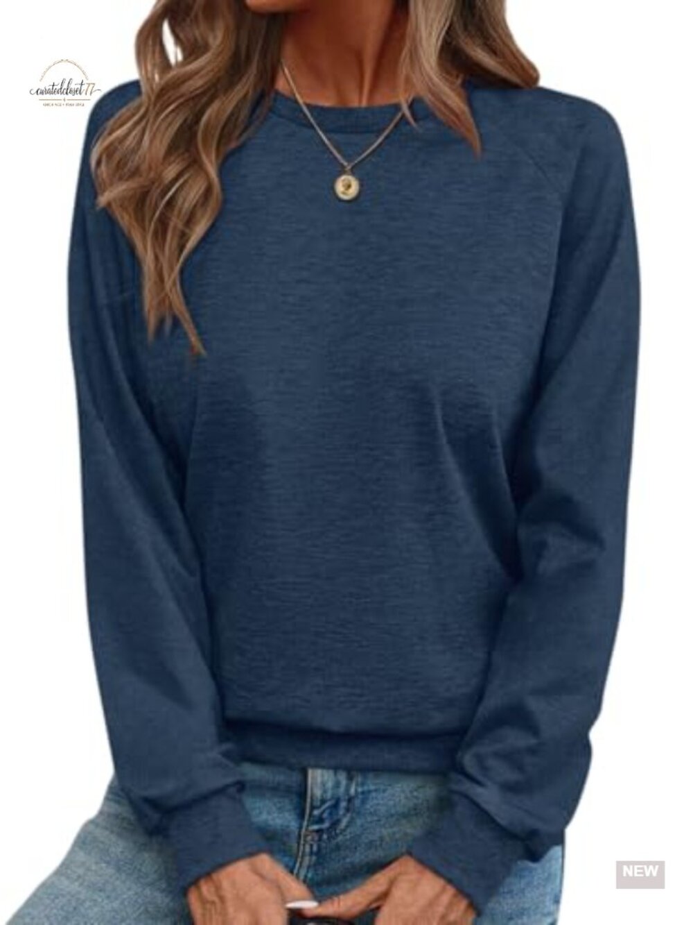 Lightweight Crewneck Raglan Sleeve Tunic Sweatshirt Women Loose Fit